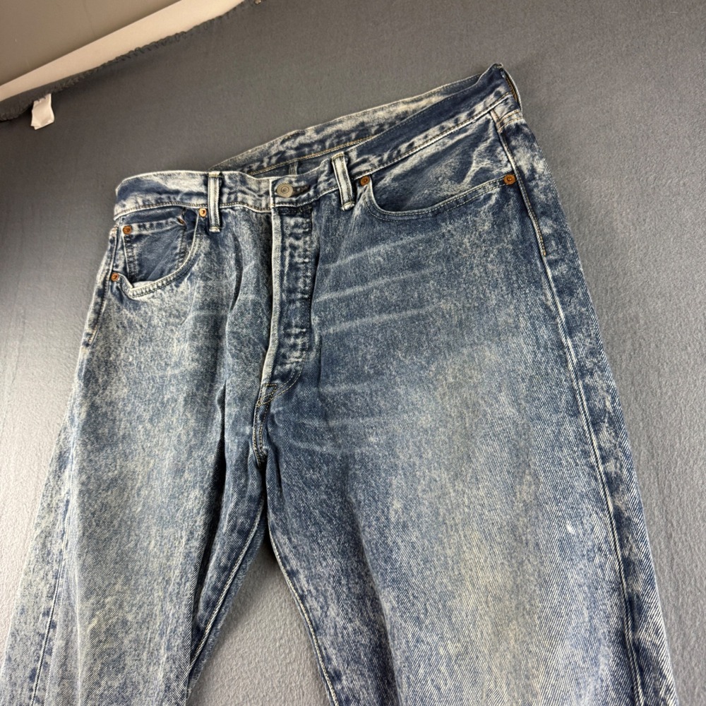 Levis 501 CT Jeans Men's 36x32 Blue Acid Wash Custom Tapered Button Fly Grunge
